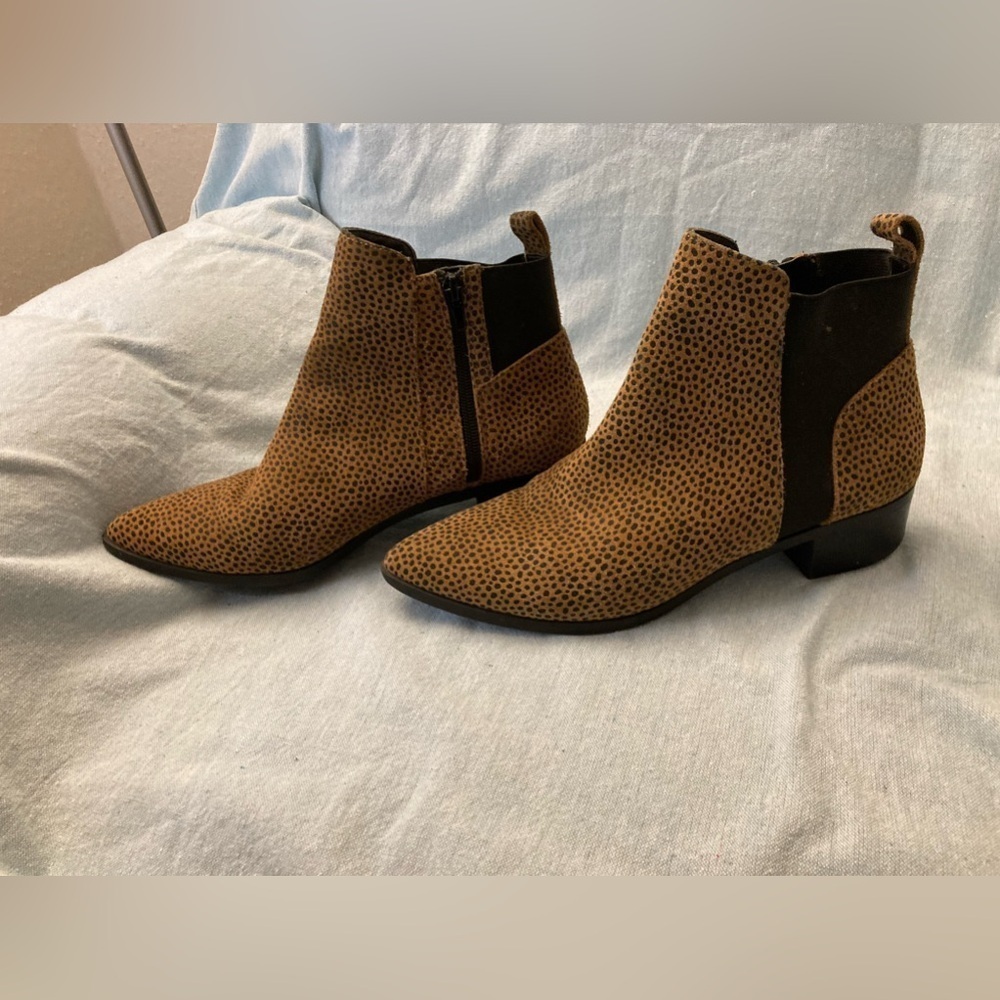 Crown Vintage Afessa Animal Print Ankle Boots Leather Side Zip 8.5